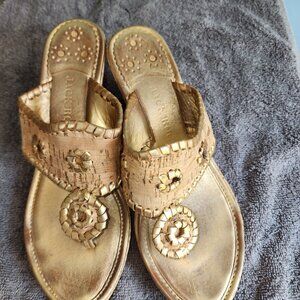 Jack Roger Cork Wedge Sandals in Gold